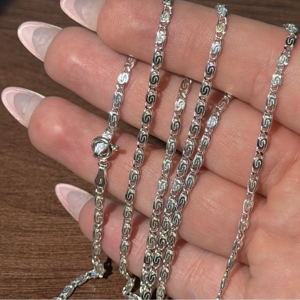 Vintage 925 Sterling Silver Interlinked Necklace 32”